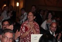 Yasmin Valani, Chair of the Ismaili Centre Toronto, Tours program, after the winning bid for the Bev Jenkins painting. 
